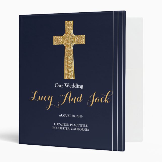 Gold navy blue elegant typography binder (Front/Inside)