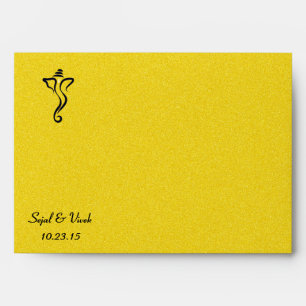 Gold Navy Blue Ganesh Hindu Indian Wedding Custom Envelope