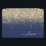 Gold Navy Blue Glitter Script Monogram Girly Name iPad Pro Cover<br><div class="desc">Gold and Navy Blue Faux Foil Metallic Sparkle Glitter Script Monogram Name Laptop Case. This makes the perfect sweet 16 birthday,  wedding,  bridal shower,  anniversary,  baby shower or bachelorette party gift for someone that loves glam luxury and chic styles.</div>