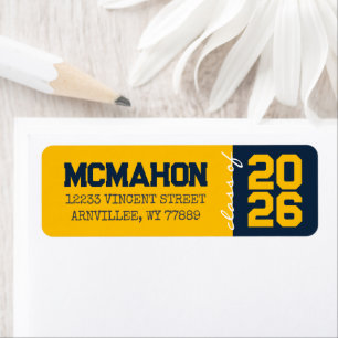 Gold & Navy Blue Graduation Return Address Labels