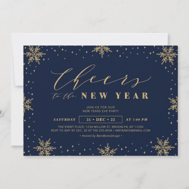 Gold & Navy Blue | New years eve Corporate Party Invitation (Front)