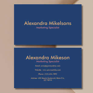 Gold Navy Blue Pink Minimalist Modern Professional Business Card