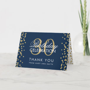 Gold Navy Blue Thank you 30th Birthday Confetti