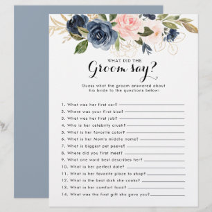 Gold Navy Bridal Shower What did the Groom Say