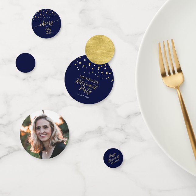 Gold & Navy Confetti Décor moderne de la retraite (Groupe)