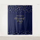 Gold & Navy Confetti Retirement Party Backdrop