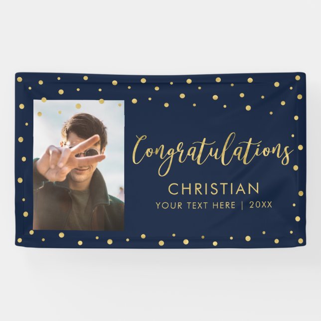 Gold & Navy | Congratulations Party, Event Photo Banner (Horizontal)