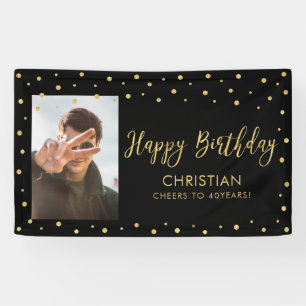 Gold & Navy   Happy Birthday Photo Banner