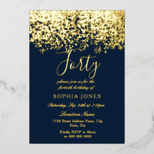 Gold & Navy Mens womans 40th Birthday Party Gold