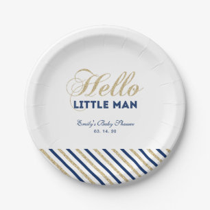 Gold & Navy   Modern Baby Shower Party Plate