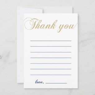 Gold & Navy   Modern Boy Party Thank You Note