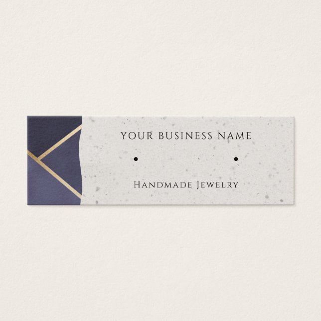 Gold Navy Modern Stud Earring Display Cards (Front)