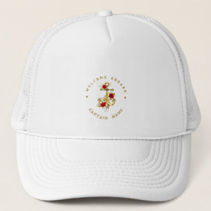 Gold Navy Nautical Anchor yacht club retro Rose Na Trucker Hat