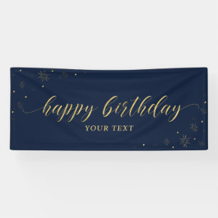 Gold & Navy   Sparkle Happy Birthday Party Banner