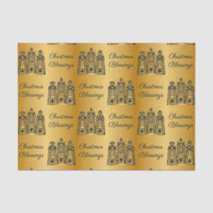 Gold & Navy Three Wise Men Christmas Blessings Tissue Paper