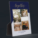Gold & Navy | Together Family Gift Photo Collage Plaque<br><div class="desc">Capture your special moments with this modern photo plaque. This photo collage plaque features stylish gold script " together " with a navy blue & grey colour blocks. Personalize the photos and the text. A unique custom gift for couple, family, or Valentine's Day. More photo gifts are available at my...</div>