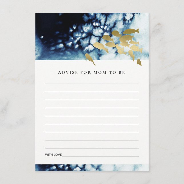 GOLD NAVY UNDERWATER SEA FISH ADVICE BABY SHOWER  ENCLOSURE CARD (Front)