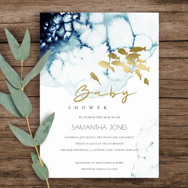 GOLD NAVY UNDERWATER SEA FISH BABY SHOWER INVITE (Creator Uploaded)