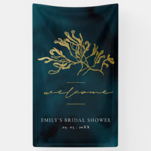 GOLD NAVY UNDERWATER SEAWEED BRIDAL SHOWER WELCOME BANNER