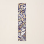 Gold Navy White Floral Leaf Illustration Pattern Scarf<br><div class="desc">This elegant and modern pattern is perfect for the stylish and trendy woman. It features a faux printed gold foil, white, grey, and navy blue hand-drawn flowers, and leaf illustration pattern. It's a chic, pretty, unique, and luxe design; ideal for the sophisticated and classy lady. All blooms and leaves are...</div>