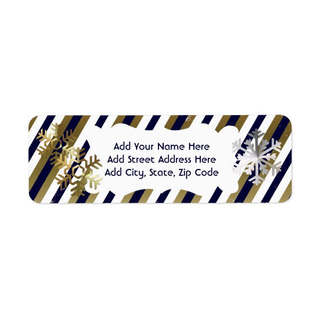 Gold, Navy, White Stripe Return Address Label (Front)