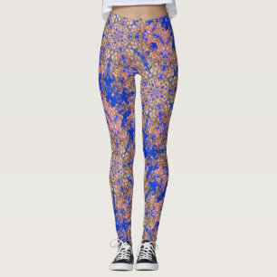gold nebula stars cosmic swirl blue leggings
