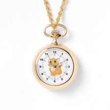 Gold Necklace Watch - Cute Cat