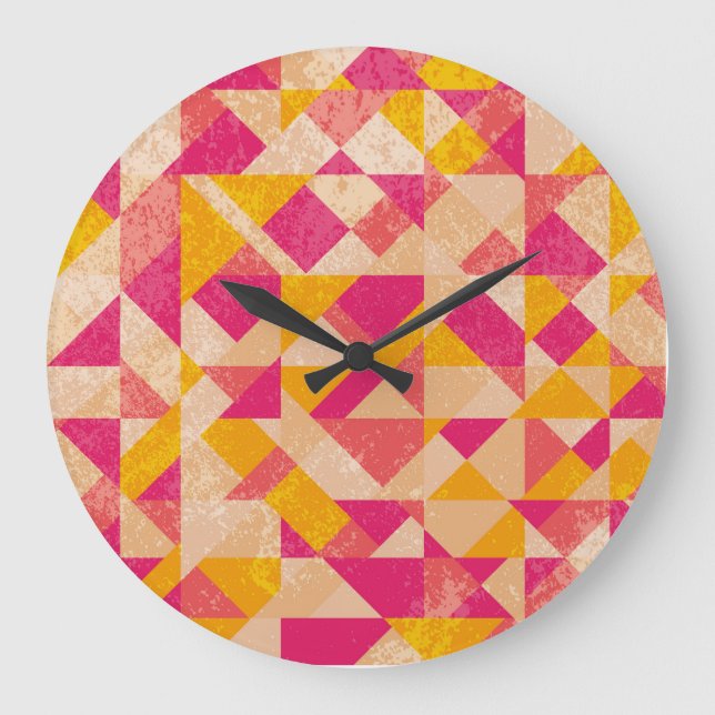 Gold neon background, colourful light effects. large clock (Front)