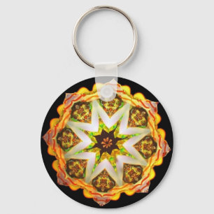 Gold Neon Kaleido-Star Keychain