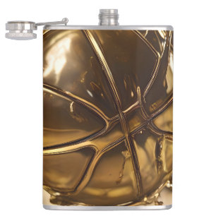 Gold Netball In A Gold Netball Net, Hip Flask