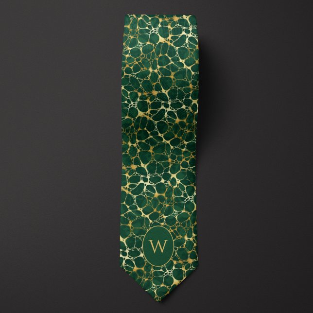 Gold Neuron Network on Green Background Tie (Creator Uploaded)