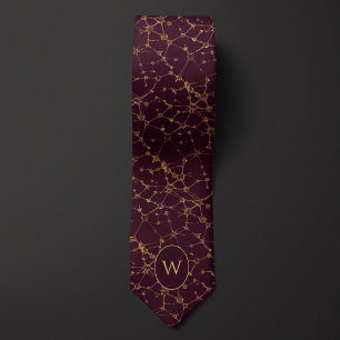 Gold Neurons on Burgundy Background Tie
