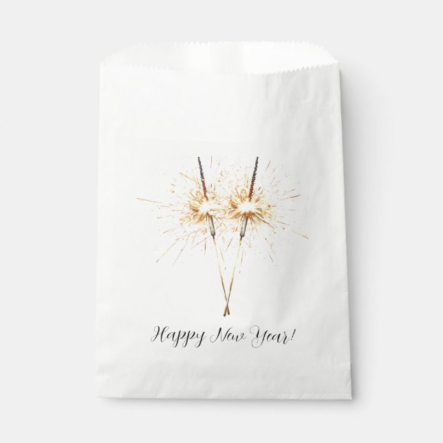 Gold New Year's Eve Day Celebration Sparklers Favour Bag (Front)