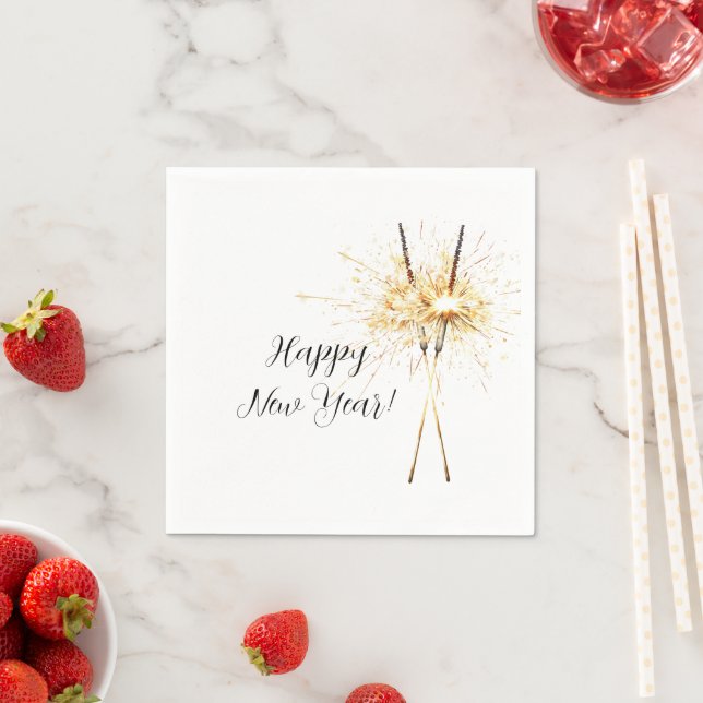 Gold New Year's Eve Day Celebration Sparklers Napkin (Insitu)