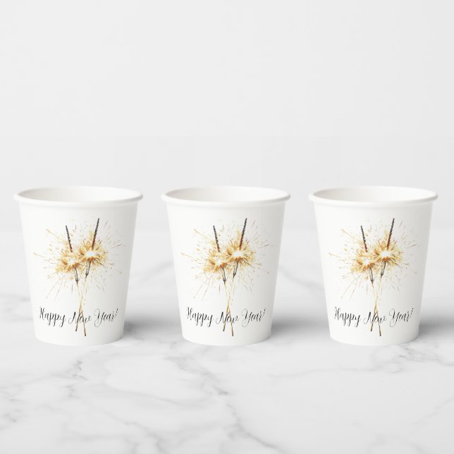 Gold New Year's Eve Day Celebration Sparklers Paper Cups (Multi)