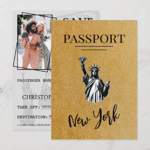 Gold New York City Passport Save The Date