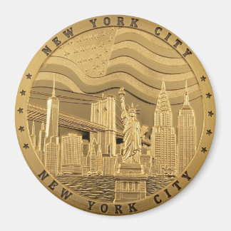 Gold New York City Skyline Souvenir Magnet