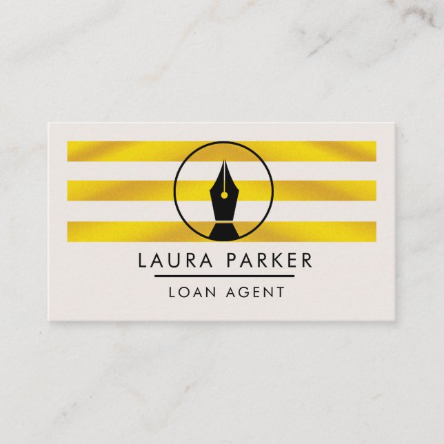 Gold Nib Loan Signing Agent Writer Author Business Business Card (Front)