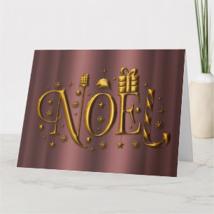 Gold Noel and Rose Gold Christmas Card