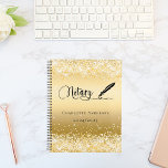 Gold notary loan signing agent glamourous 2025 planner<br><div class="desc">A faux gold looking background,  decorated with a feather pen.  Personalize and add a name and year(s).  Black text: Notary</div>