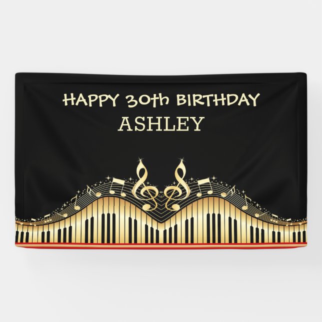 Gold Notes And Keyboards Red Lines Banner (Horizontal)