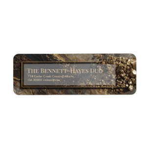 Gold Nugget Obsidian Marble Return Address
