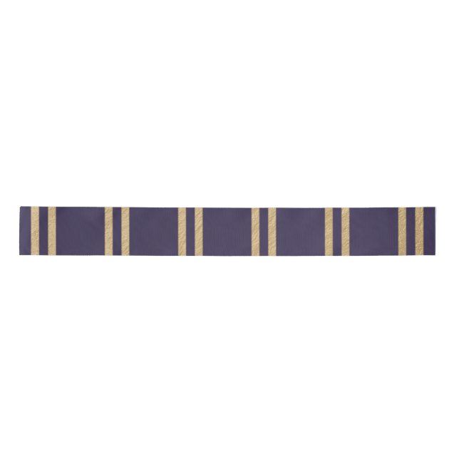 Gold Nugget Stripes on a Navy Blue Background  Satin Ribbon (Front)