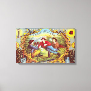 Gold Nuggets Antique Cigar Label Canvas Print