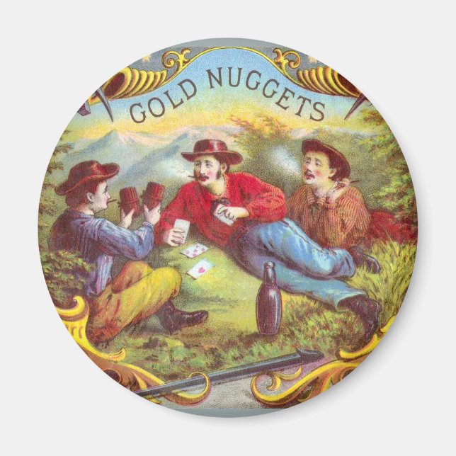 Gold Nuggets Antique Cigar Label  Magnet (Front)