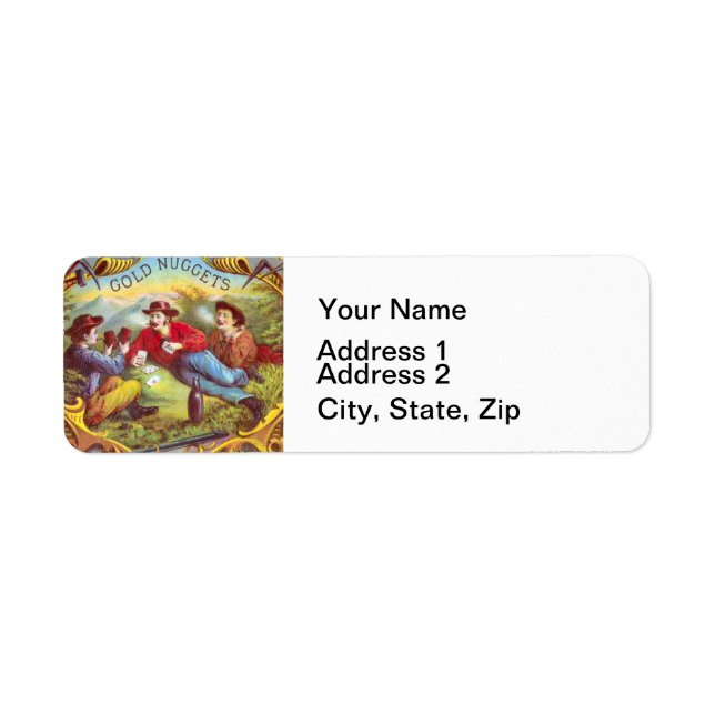 Gold Nuggets: Antique Cigar Label Wild West Art (Front)