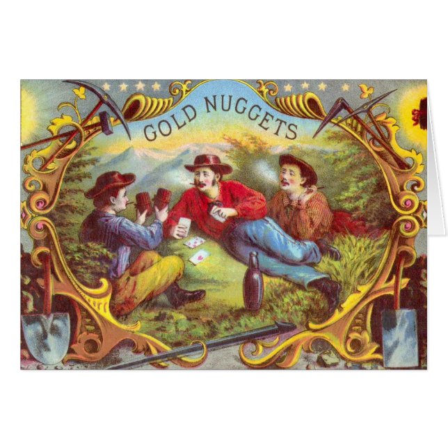 Gold Nuggets: Antique Cigar Label Wild West Art (Front Horizontal)