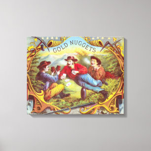 Gold Nuggets: Antique Cigar Label Wild West Art Canvas Print