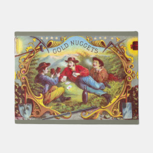 Gold Nuggets: Antique Cigar Label Wild West Art Doormat