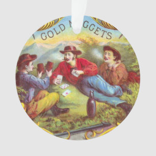 Gold Nuggets: Antique Cigar Label Wild West Art Ornament